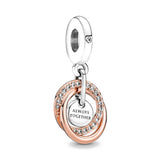 925 Silver Mom Heart Lock Pendant DIY Fine Beads Charms Bracelet Gift