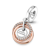 925 Silver Mom Heart Lock Pendant DIY Fine Beads Charms Bracelet Gift