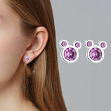 925 Silver Mouse Cat Paw Stud Earrings Green Zircon