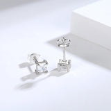 925 Silver Mouse Cat Paw Stud Earrings Green Zircon
