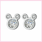 925 Silver Mouse Cat Paw Stud Earrings Green Zircon
