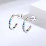 925 Silver Mouse Cat Paw Stud Earrings Green Zircon