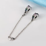 925 Silver Multi-Coloured Arcs Of Love Safety Chain Bead Charms