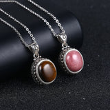 925 Sterling Silver Labradorite Pendant Necklace for Women Tiger Eye Stone