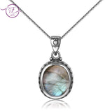 925 Sterling Silver Labradorite Pendant Necklace for Women Tiger Eye Stone
