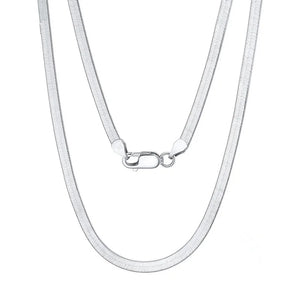 925 Silver Necklace 4mm Blade Chain Snake Bone 45cm/50Cm/60cm