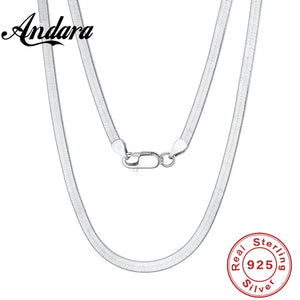 925 Silver Necklace Blade Chain Snake Bone 45/50/60cm
