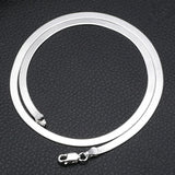 925 Silver Necklace 4mm Blade Chain Snake Bone 45cm/50Cm/60cm