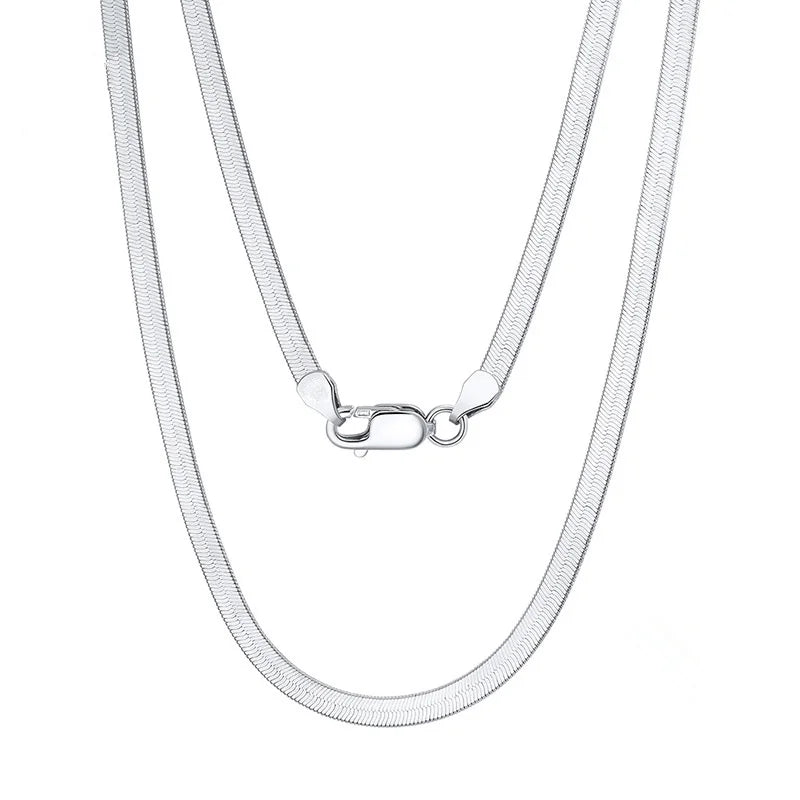 925 Silver Necklace 4mm Blade Chain Snake Bone 45cm/50Cm/60cm