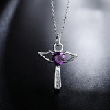 925 Silver Angel Wings Cross Necklace Religion Faith Jewelry
