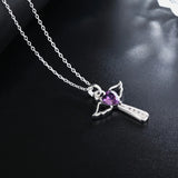 925 Silver Angel Wings Cross Necklace Religion Faith Jewelry