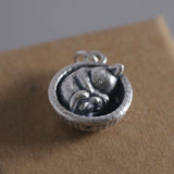 925 Silver Cat Necklace Retro Pendant Hollow Animal Series Jewelry