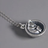 925 Silver Cat Necklace Retro Pendant Hollow Animal Series Jewelry
