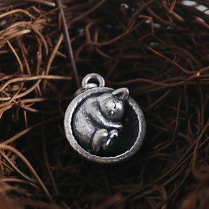 925 Sterling Silver Necklace Cat Retro Pendant Hollow Wind Animal Series Jewelry