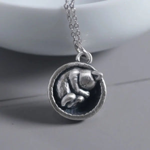 925 Silver Cat Necklace Retro Pendant Hollow Animal Series Jewelry