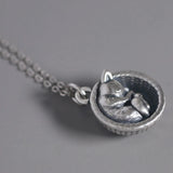 925 Silver Cat Necklace Retro Pendant Hollow Animal Series Jewelry