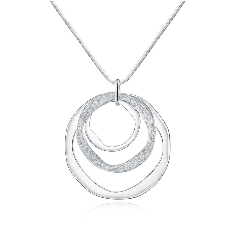 925 Silver Necklace Circle Ring Pendant Snake Bone Necklace Jewelry