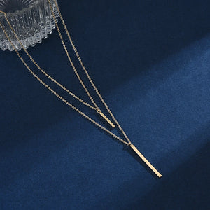 925 Silver Necklace Double Pendant Choker Valentine?s Gift