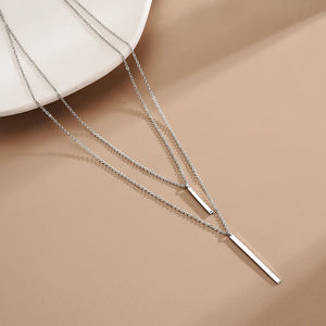 925 Silver Necklace Double Pendant Choker Valentine?s Gift