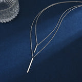 925 Silver Necklace Double Pendant Choker Valentine?s Gift