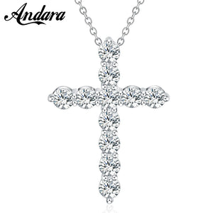 925 Silver Flower Tell Crystal Pendant Necklace for Woman