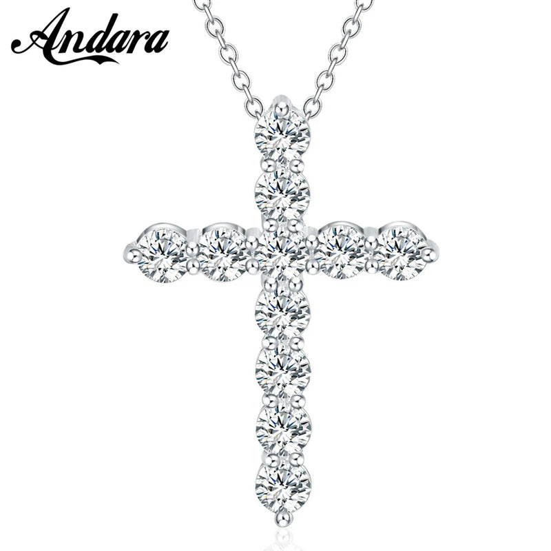 925 Silver Flower Tell Crystal Pendant Necklace for Woman