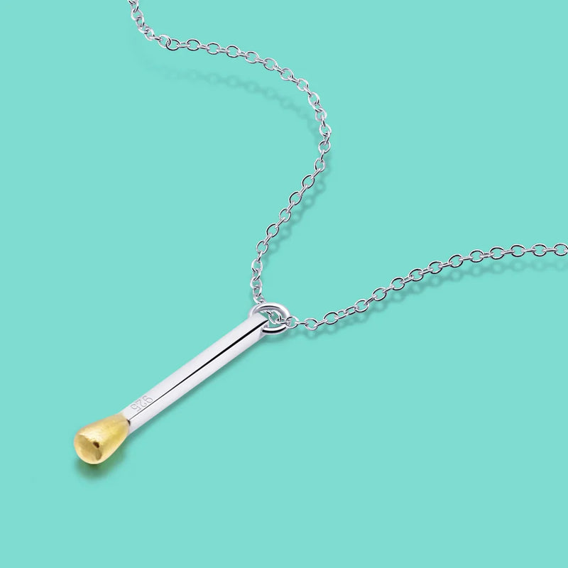 925 Silver Necklace for Women Solid Silver Matches Pendant Necklace