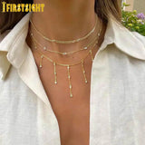 925 Silver Necklace Micro Pave Cz Drop Chain Choker Women Collar Dainty Jewelry