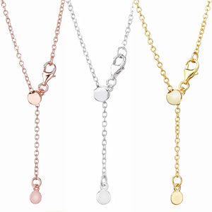 925 Silver Necklace Rose & Silver Sliding Clasp Chain for Women