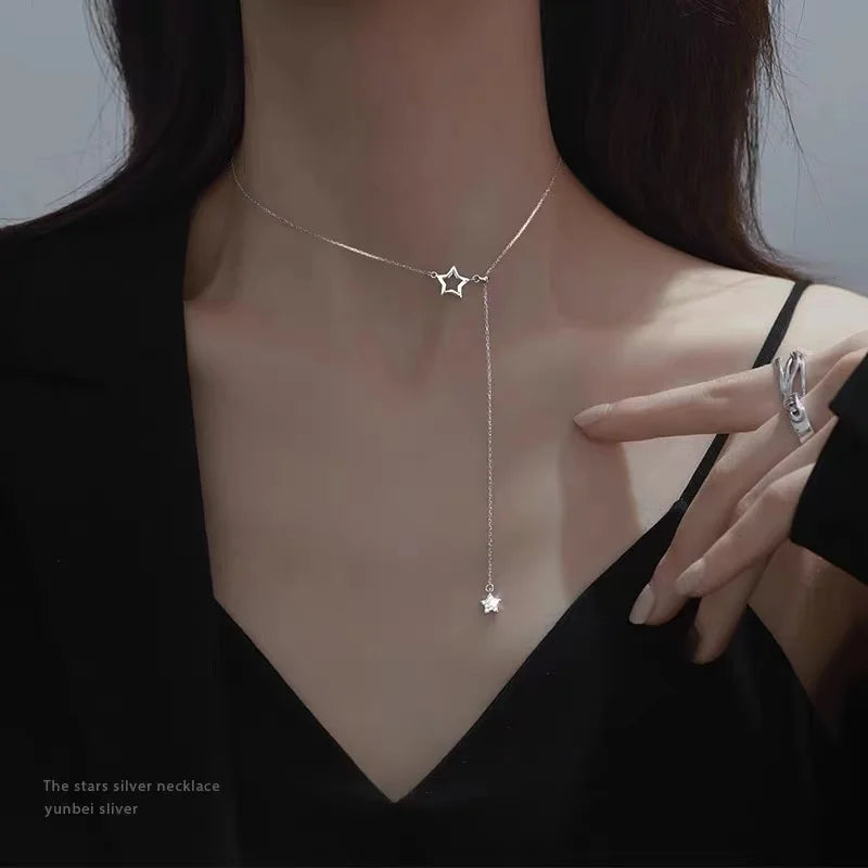 925 Silver Star Necklace Women Gift