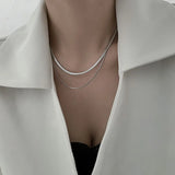925 Sterling Silver Snake Chain Choker Layered Necklace