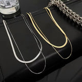 925 Sterling Silver Snake Chain Choker Layered Necklace