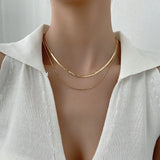 925 Sterling Silver Snake Chain Choker Layered Necklace