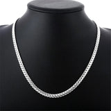 925 Silver Necklace 5MM Flat Snake Chain Lobster Clasp Collar Necklaces Unisex