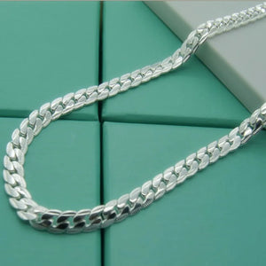 925 Silver Necklace 5MM Flat Snake Chain Lobster Clasp Collar Necklaces Unisex
