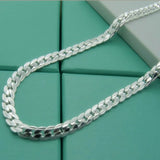 925 Silver Necklace 5MM Flat Snake Chain Lobster Clasp Collar Necklaces Unisex