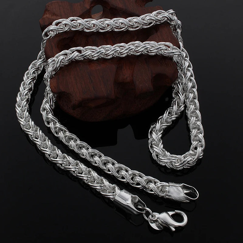 925 Sterling Silver 6mm Twisted Circle Chain Necklace
