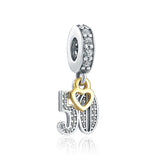 925 Sterling Silver Numbers Pendant Charm Fit Charms Pendant Bracelet