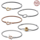 925 Silver Snake Bone Chain T Buckle Double Bracelet for Charm Beads DIY
