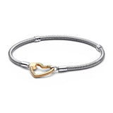 925 Silver Snake Bone Chain T Buckle Double Bracelet for Charm Beads DIY