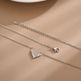 925 Silver CZ Choker Necklace with Zircon V Shape Pendants