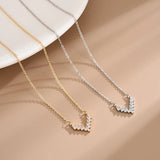 925 Silver CZ Choker Necklace with Zircon V Shape Pendants