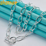925 Silver OT Buckle 18" Chain Necklace for Party Wedding Charm Jewelry