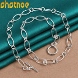 925 Silver OT Buckle 18" Chain Necklace for Party Wedding Charm Jewelry