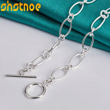 925 Silver OT Buckle 18" Chain Necklace for Party Wedding Charm Jewelry