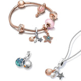 925 Silver Ocean Jellyfish Shell Turtle Charm Bead for Pandora Bracelet