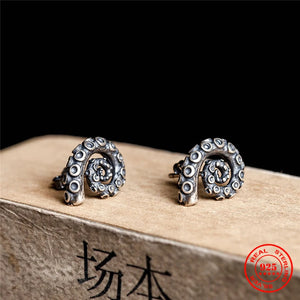 925 Silver Octopus Retro Hip-hop Earrings Punk Couple Jewelry