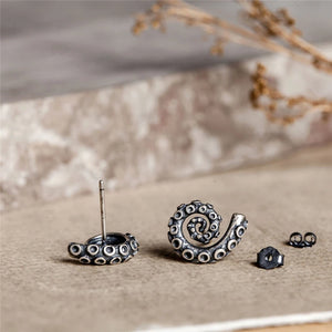 925 Silver Octopus Retro Hip-hop Earrings Punk Couple Jewelry