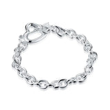925 Silver Arrow Heart Chain Bracelet Men Women Wedding Engagement Jewel