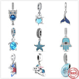 925 Silver Owl Embrace Whale Tail Charm Pendant for Bracelet Making